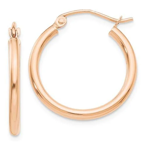 Wool thread earrings-10k Rose Gold 21mm x 2mm Polished Hoop Earrings