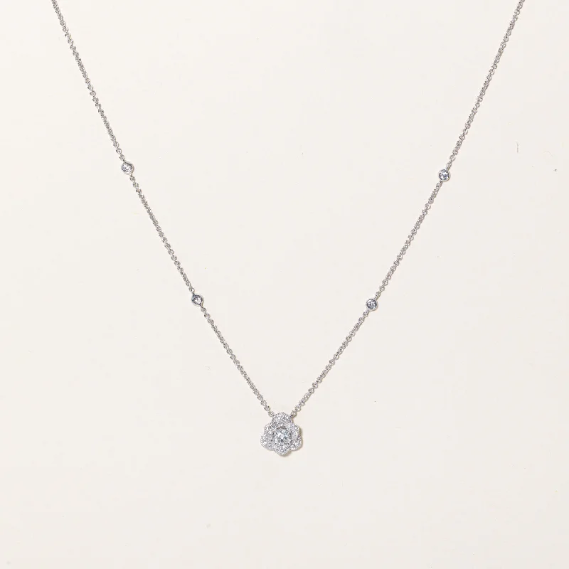 Gem weave necklaces-Diamond Flower Pendant Necklace | 0.46ctw | 16" |