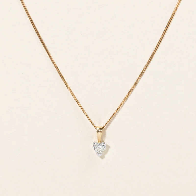 Flexible thread necklaces-Solitaire Heart Cut Diamond Pendant & Necklace | 0.24ct | 16" |