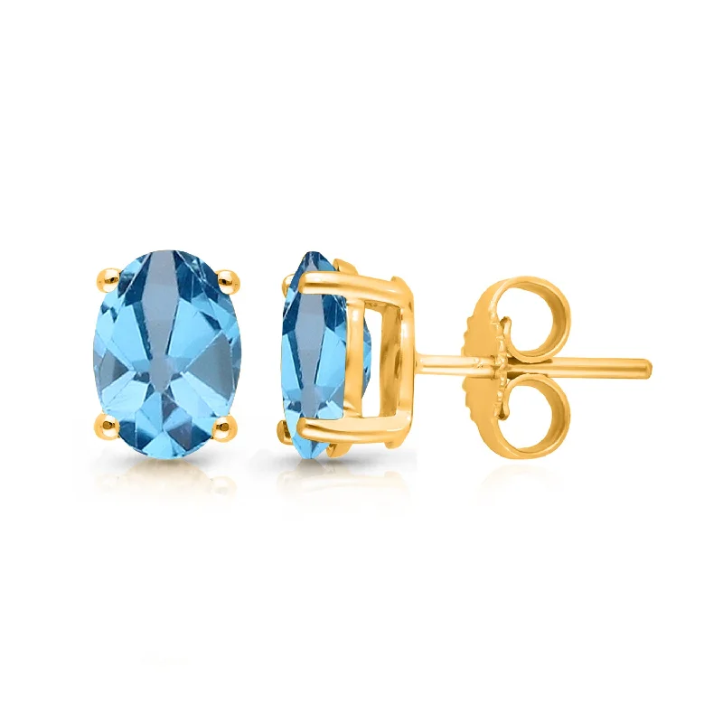 Pink gold earrings-Kallati Blue Topaz Stud Earrings