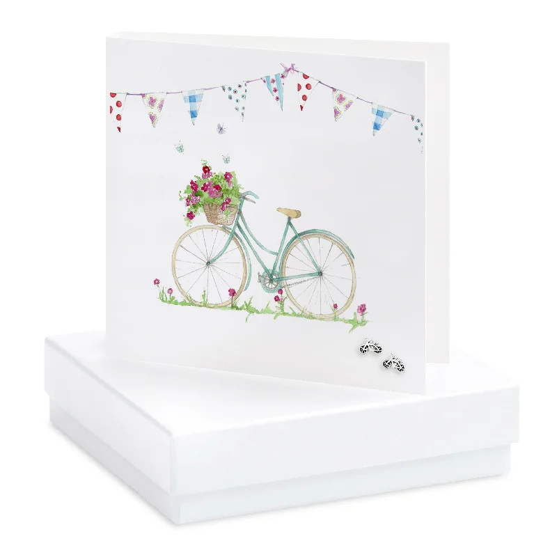 Sterling Silver Bicycle Stud Earrings - Boxed Card Included