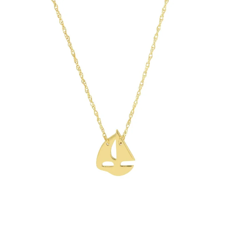 Custom monogram necklaces-14K Yellow Gold So You Mini Sailboat Adjustable Necklace