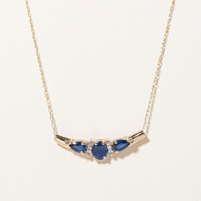 Chunky gem necklaces-Sapphire & Diamond Pendant Necklace | 0.75ctw, 0.024ctw | 18" |