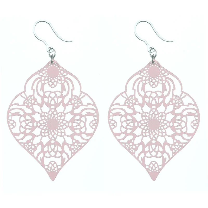 Moroccan Leaf Dangles Hypoallergenic Earrings for Sensitive Ears Made with Plastic Posts