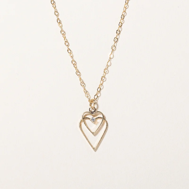 Wide bib necklaces-Sapphire Heart Pendant Necklace | 0.01ct | 18" |