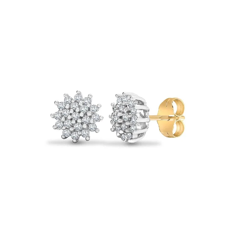 Cebu tile earrings-DIAMOND CLUSTER STUD EARRINGS IN 9K WHITE GOLD