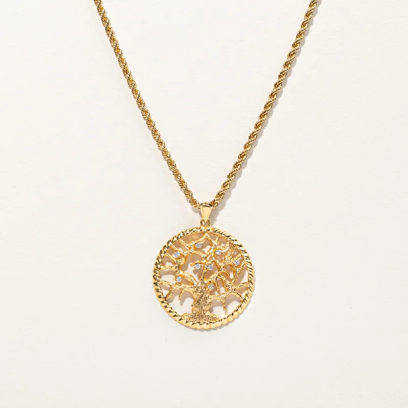 Spiral knot necklaces-Tree of Life Diamond Pendant Necklace | 0.16ctw | 26"|