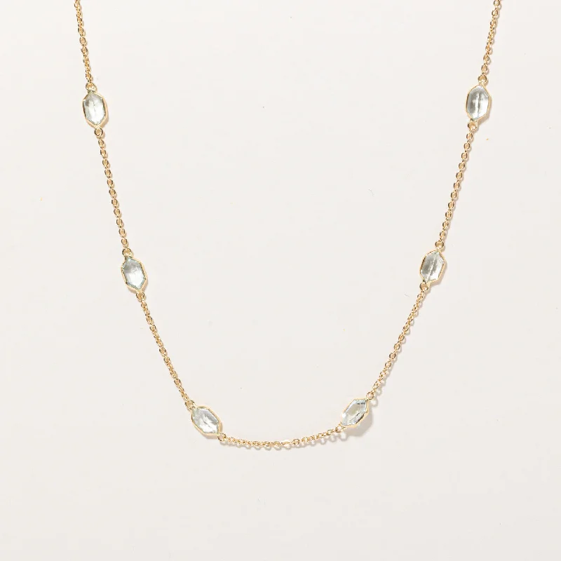 Emerald drop necklaces-Vintage Lozenge Aquamarine Necklace | 4.63ctw | 18" |