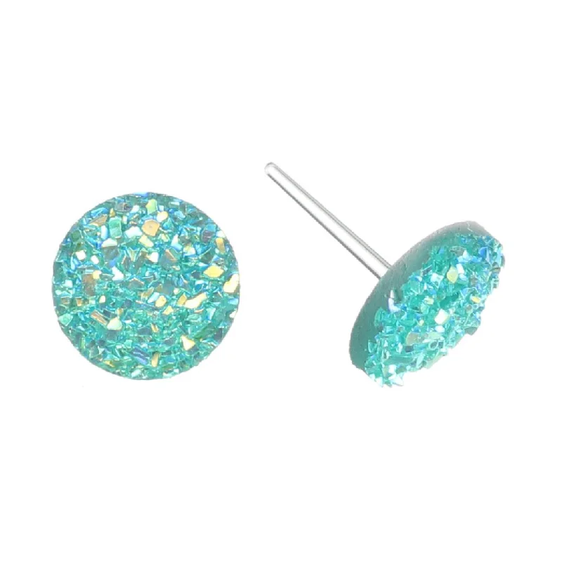 Medium Faux Druzy Studs Hypoallergenic Earrings for Sensitive Ears Made with Plastic Posts