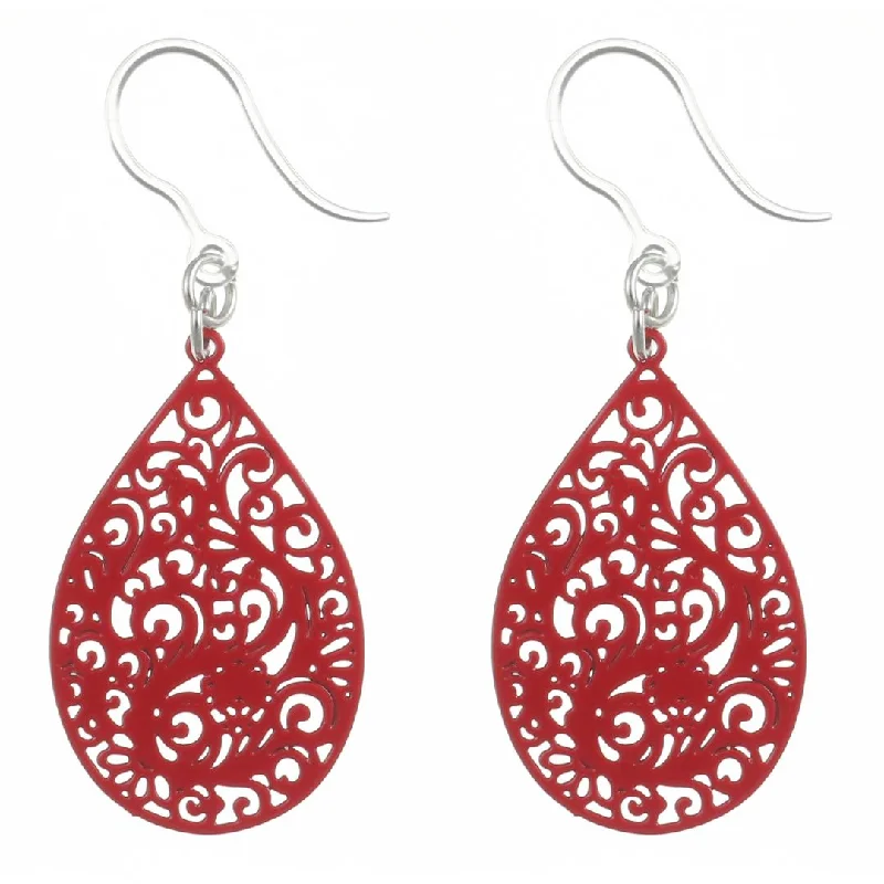 Paisley Teardrop Dangles Hypoallergenic Earrings for Sensitive Ears Made with Plastic Posts