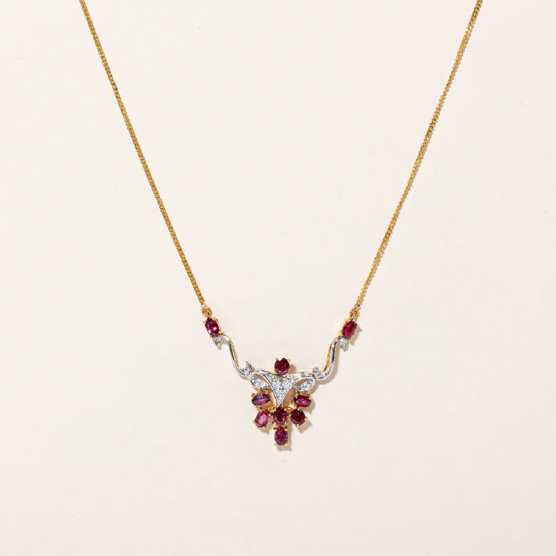 Clear-line necklaces-Ruby & Diamond Pendant Necklace | 1.85ctw, 0.13ctw | 16" |