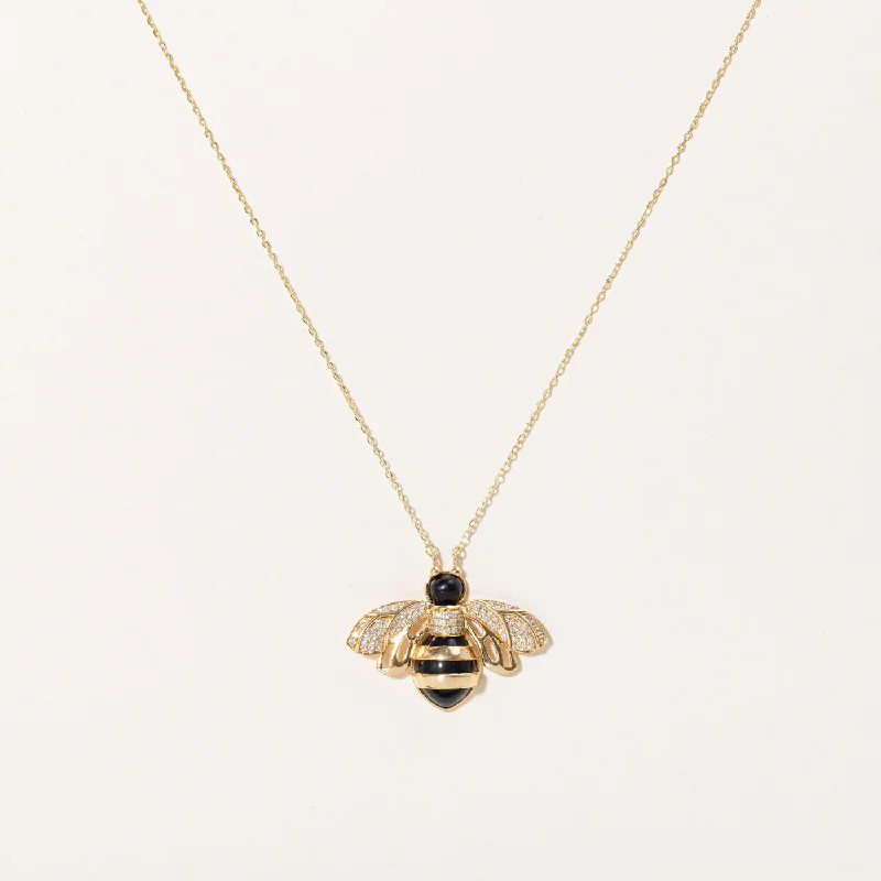 Fused metal necklaces-Diamond Bee Pendant & Necklace | 0.30ctw | 16" |