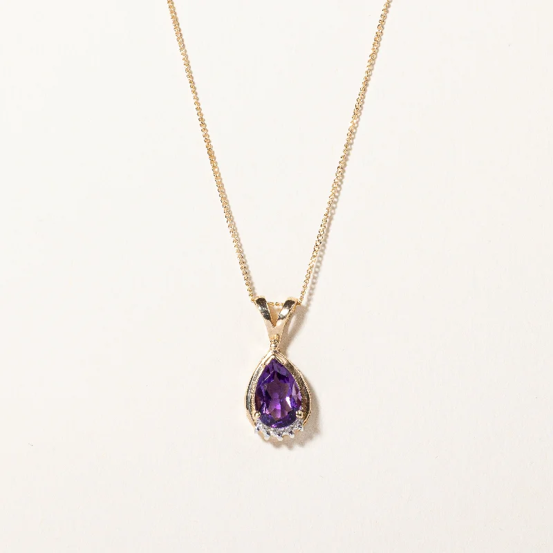 Lock clasp necklaces-Amethyst & Diamond Pendant Necklace | 1.00ct, 0.02ctw | 18" |