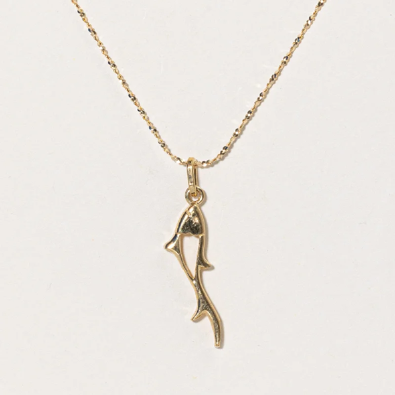 Bold bar necklaces-18k Yellow Gold Fish Charm & Necklace | 16" |