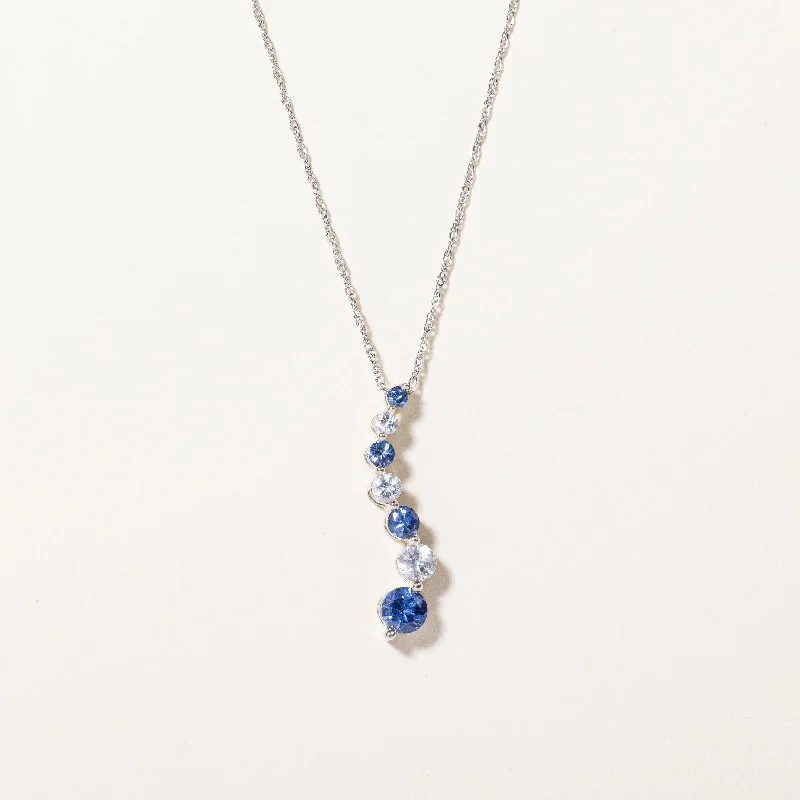 Fine enamel necklaces-Synthetic Blue & Colourless Sapphire Pendant Necklace | 0.35ctw, 0.25ctw | 18" |