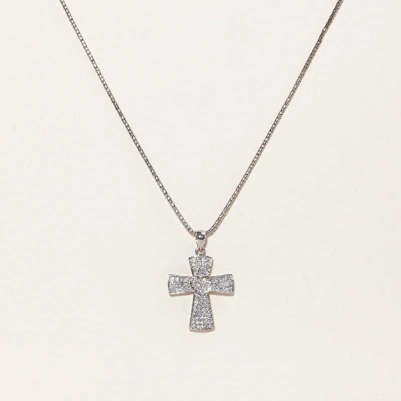 Swirl pattern necklaces-White Gold Diamond Cross Necklace | 1.04ctw | 18.5" |