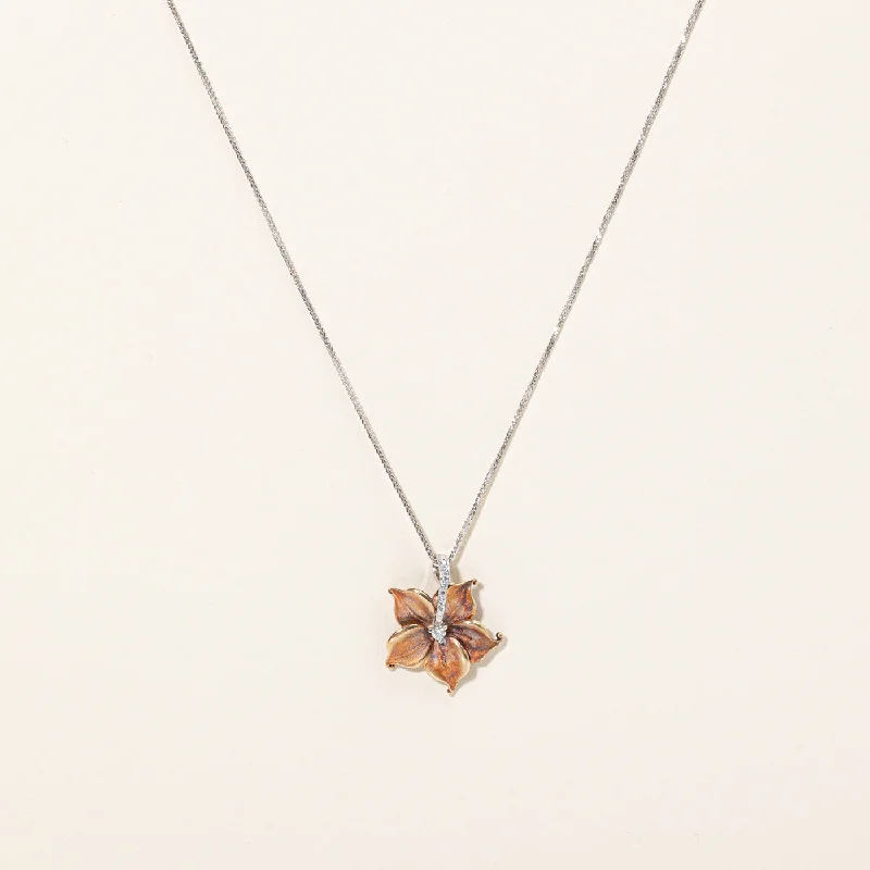 Reed weave necklaces-Diamond Flower Pendant & Necklace | 0.07ctw | 18" |