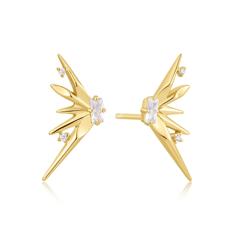 Cord bead earrings-Ania Haie Gold Statement Spike Stud Earrings