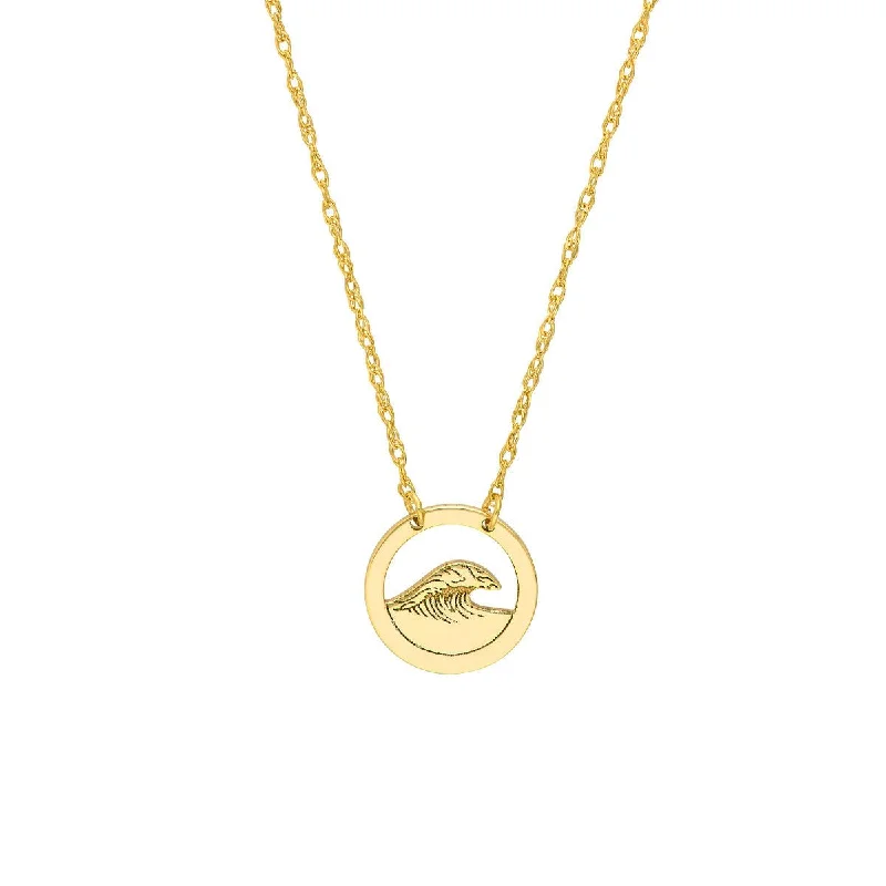 Gem weave necklaces-14K Yellow Gold So You Wave Open Circle Necklace