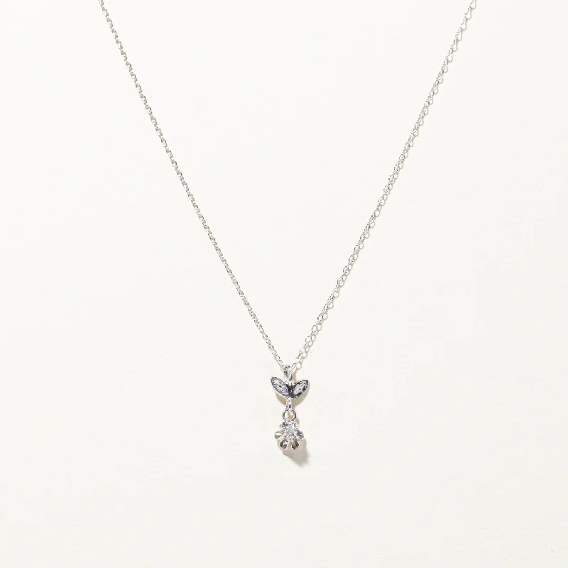 Vivid stone necklaces-Claw Set Diamond Necklace | 0.05ctw | 16"|