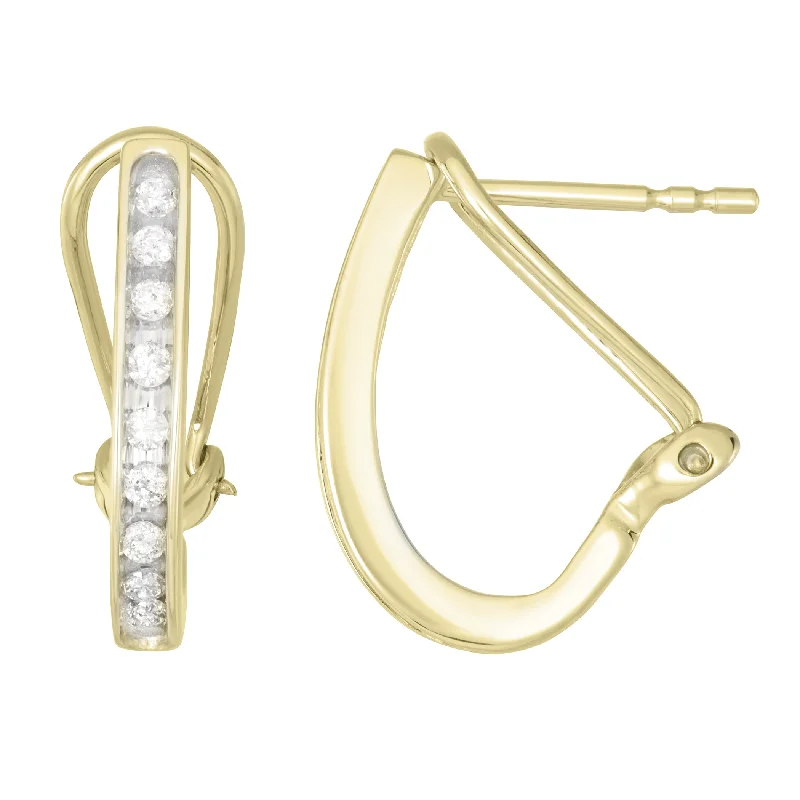 Pure crystal earrings-1/4ctw Diamond Omega Hoop Earrings