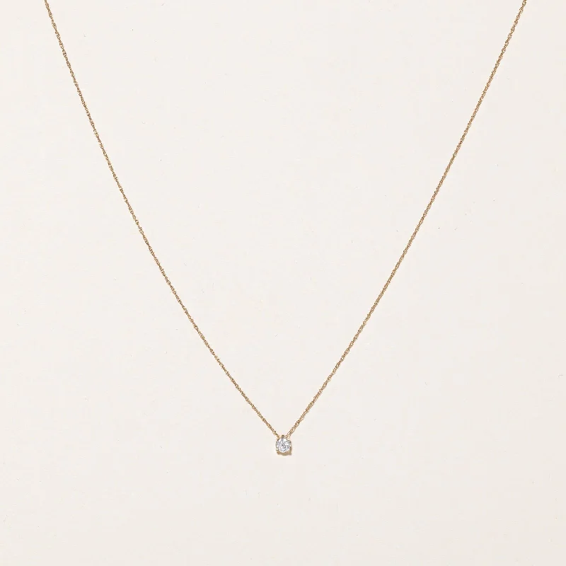 Custom monogram necklaces-Solitaire Diamond Pendant & Necklace | 0.16ct | 18.5" |