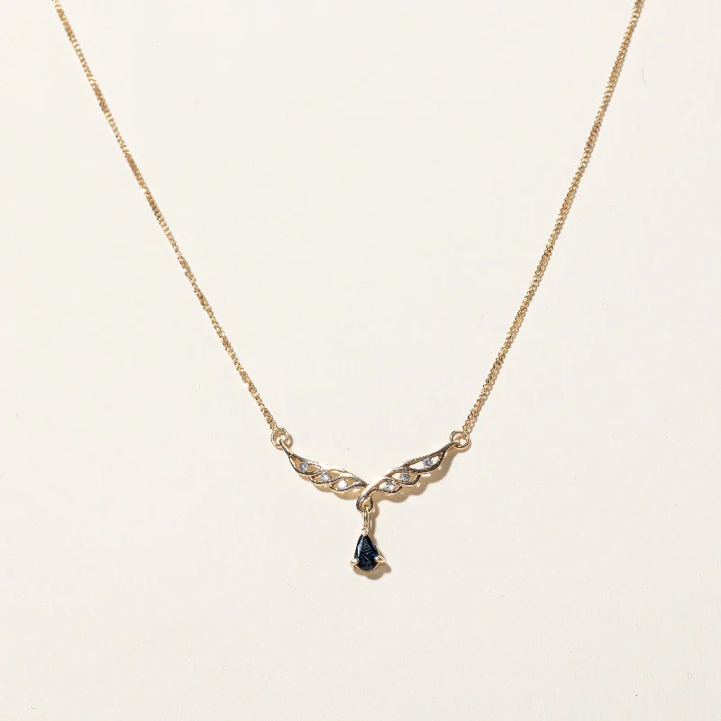 Tiny charm necklaces-Sapphire & Diamond Necklace | 0.20ct, 0.06ctw | 18" |