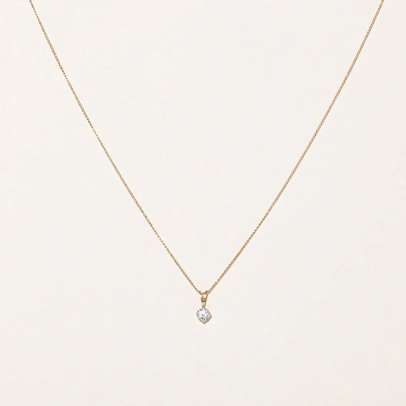 Satin gold necklaces-Solitaire Diamond Pendant & Necklace | 0.22ct | 17" |