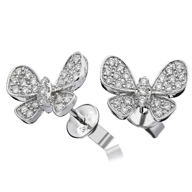 Twisted cord earrings-DIAMOND BUTTERFLY STUD EARRINGS