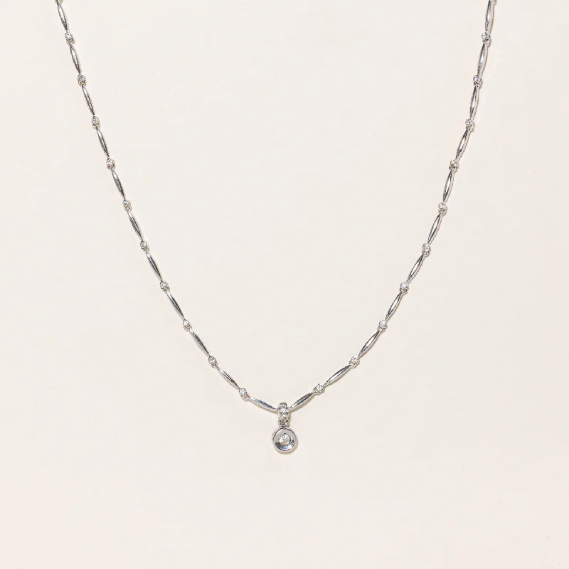 Fiber tassel necklaces-White Gold Diamond Necklace | 0.64ctw, 0.11ct, 0.03ctw | 16" |