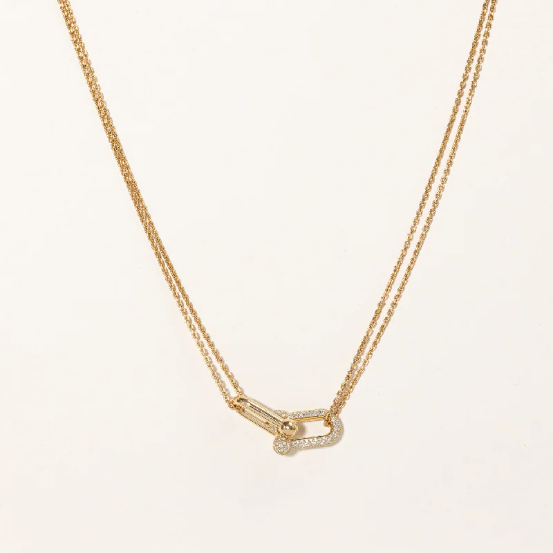 Lily motif necklaces-'Tiffany & Co' HardWear Large Double Link Pendant Necklace | 0.74ctw | 20" |