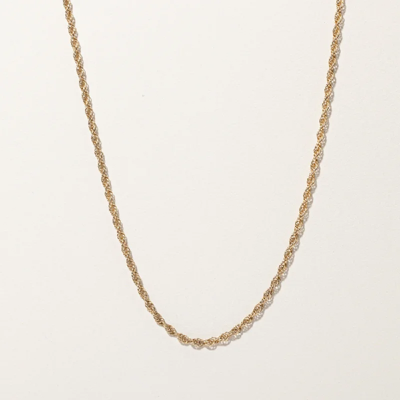 Wave shape necklaces-Yellow Gold Rope Chain | 16"|