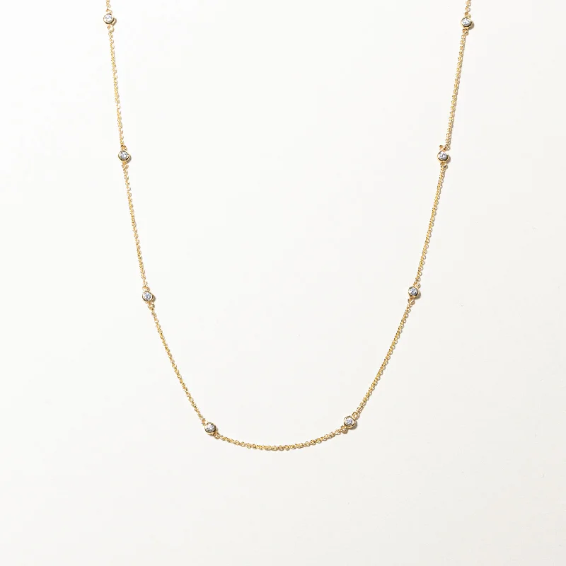 Five-strand necklaces-Bezel Set Diamond Necklace | 18"|