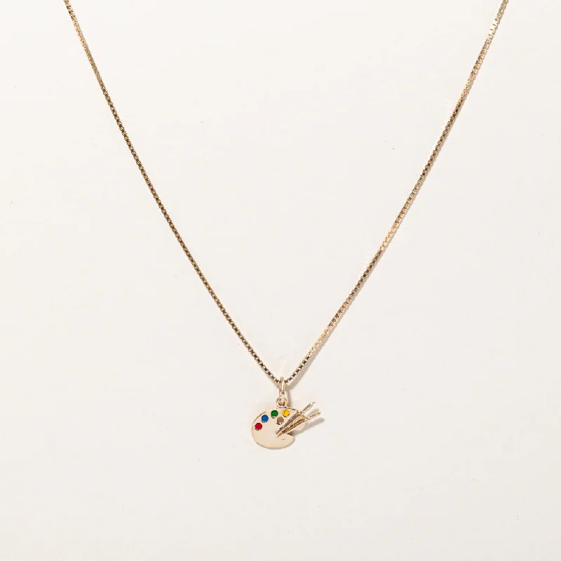 Fused metal necklaces-10k Yellow Gold Painter's Palette Charm & Necklace | 22" |