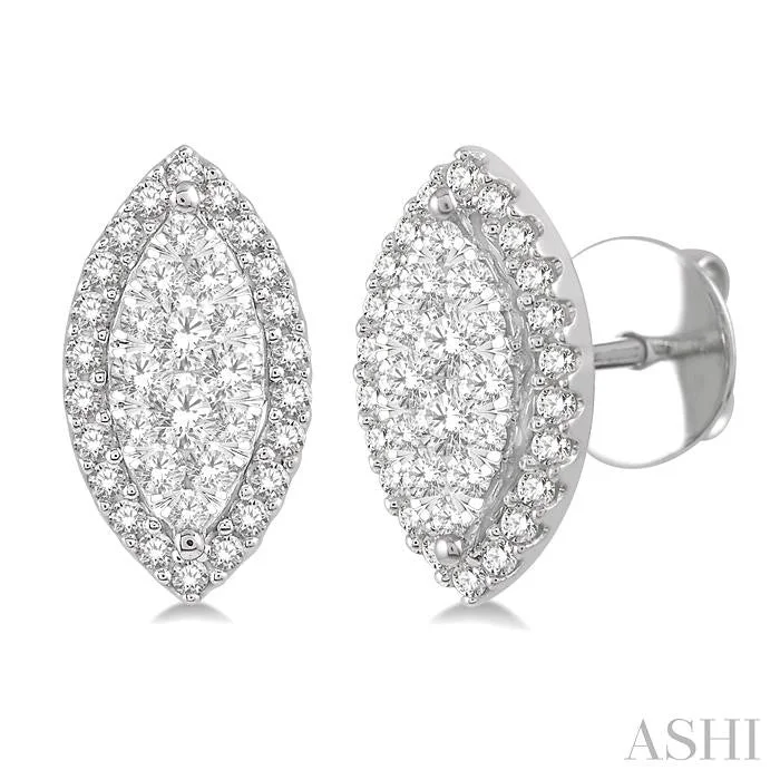 Fine bead earrings-MARQUISE SHAPE HALO LOVEBRIGHT ESSENTIAL DIAMOND EARRINGS