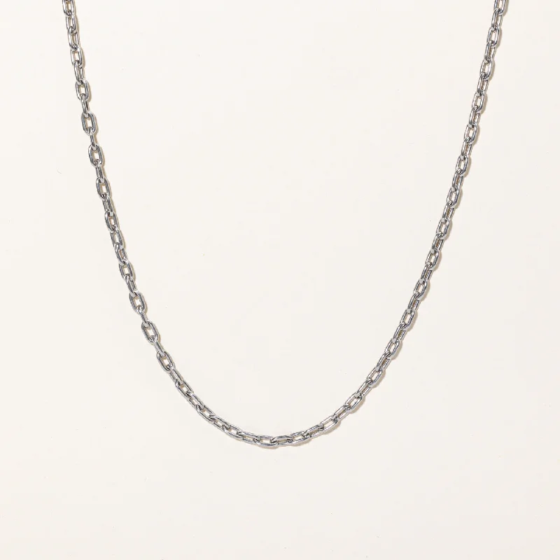 Shiny name necklaces-Italian Platinum Oval Link Necklace | 23" |