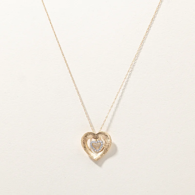 High bar necklaces-Diamond Heart Pendant Necklace | 0.14ctw | 18"|