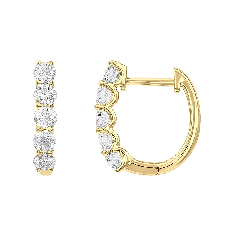 Bright bead earrings-1ctw Lab Grown Diamond Hoop Earrings