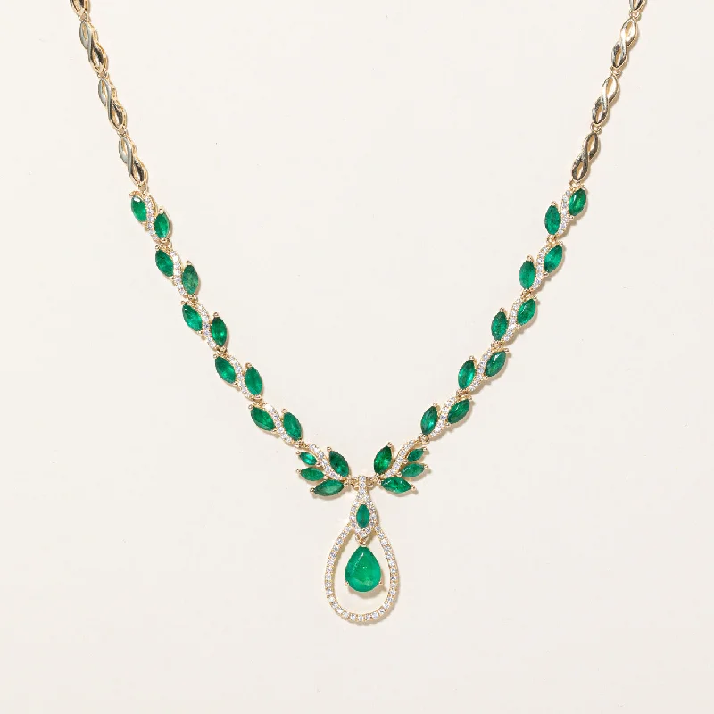 Spiral knot necklaces-Effy' Basillica Emerald & Diamond Necklace | 8.84ctw, 0.90ctw | 16" |