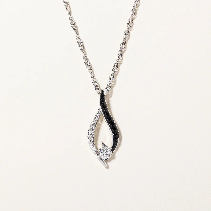 Layered link necklaces-Diamond & Onyx Pendant Necklace | 0.25ctw, 0.10ctw | 18" |