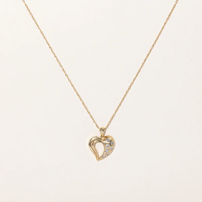 Smooth design necklaces-Diamond Heart Pendant & Necklace | 0.42ctw | 17" |