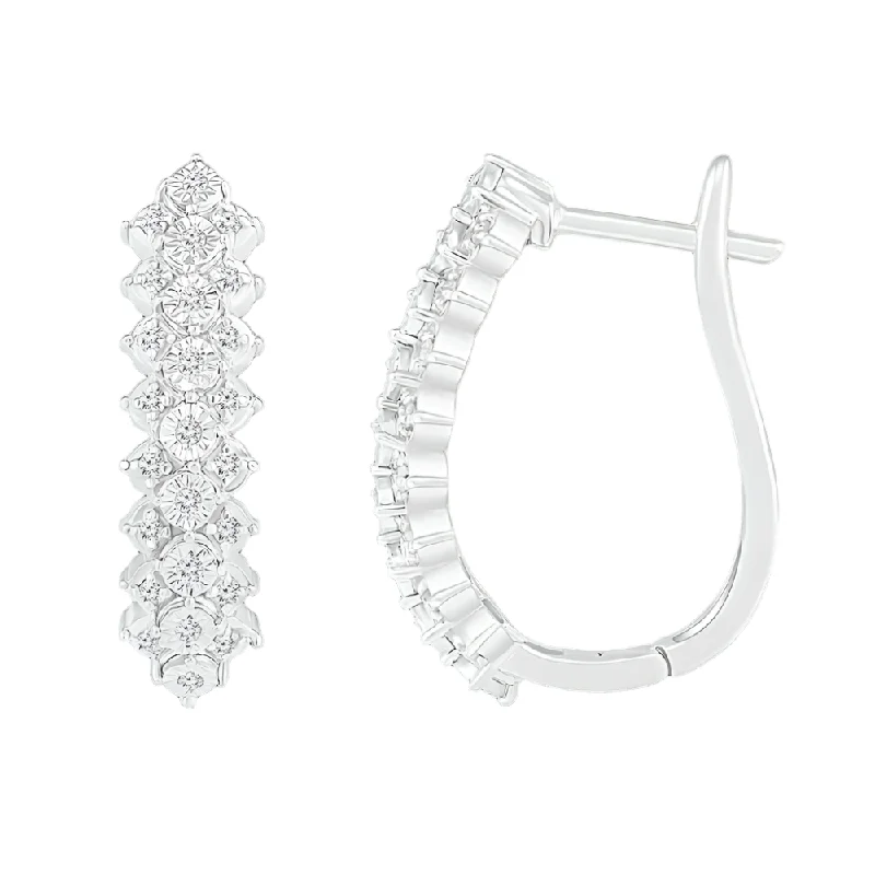 Plain cross earrings-1/4ctw Diamond Hoop Earrings