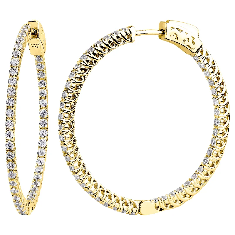 Bold cuff earrings-18 KGP 1.25” Thin In and Out Hoops with Filigree Setting