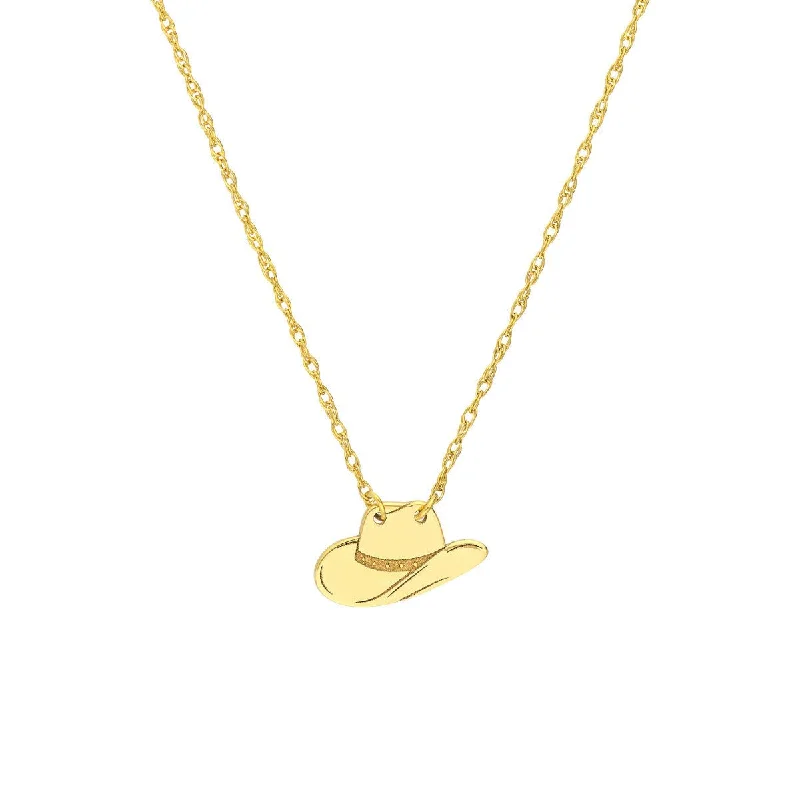 Spiral knot necklaces-14K Yellow Gold So You Mini Cowboy Hat Necklace