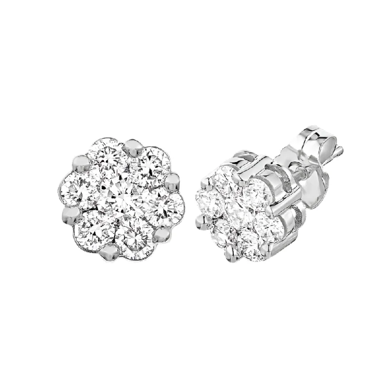 Wrapped thread earrings-1/2ctw Flower Diamond Cluster Stud Earrings