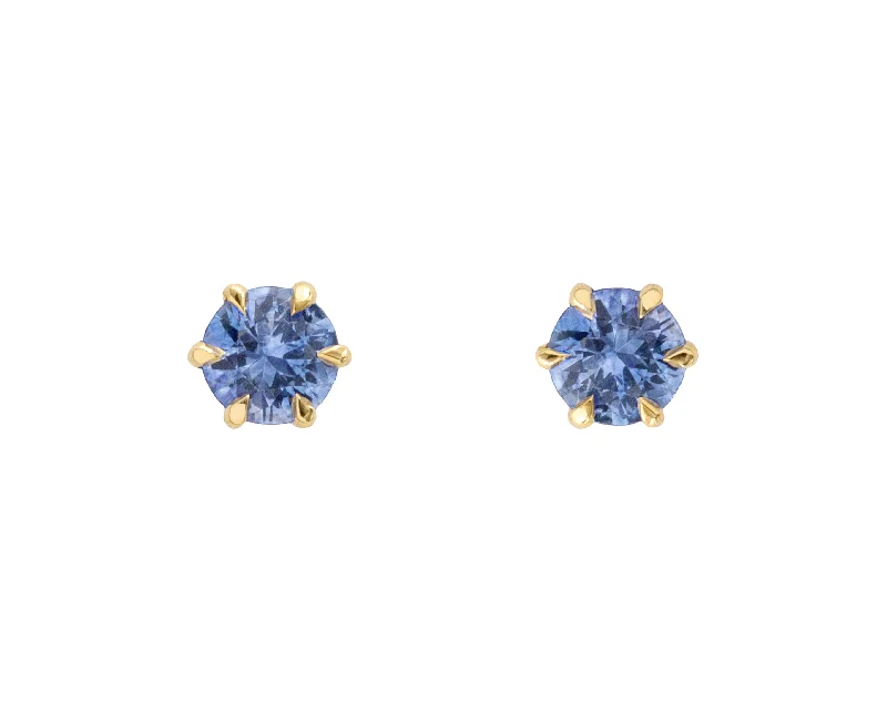 Satin silver earrings-Sapphire Cleo Studs