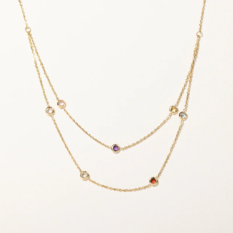 Chic art necklaces-Mixed Gemstone Tiered Necklace | 0.38ctw | 18" |