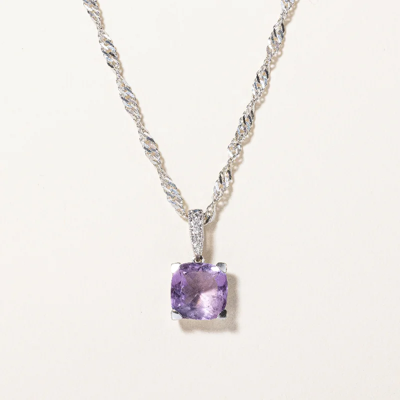 Victorian style necklaces-Amethyst & Diamond Pendant Necklace | 2.50ct, 0.03ctw | 20" |