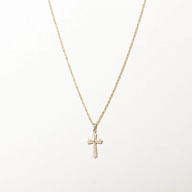 Shiny name necklaces-Diamond Cross Pendant Necklace | 0.01ct | 15"|