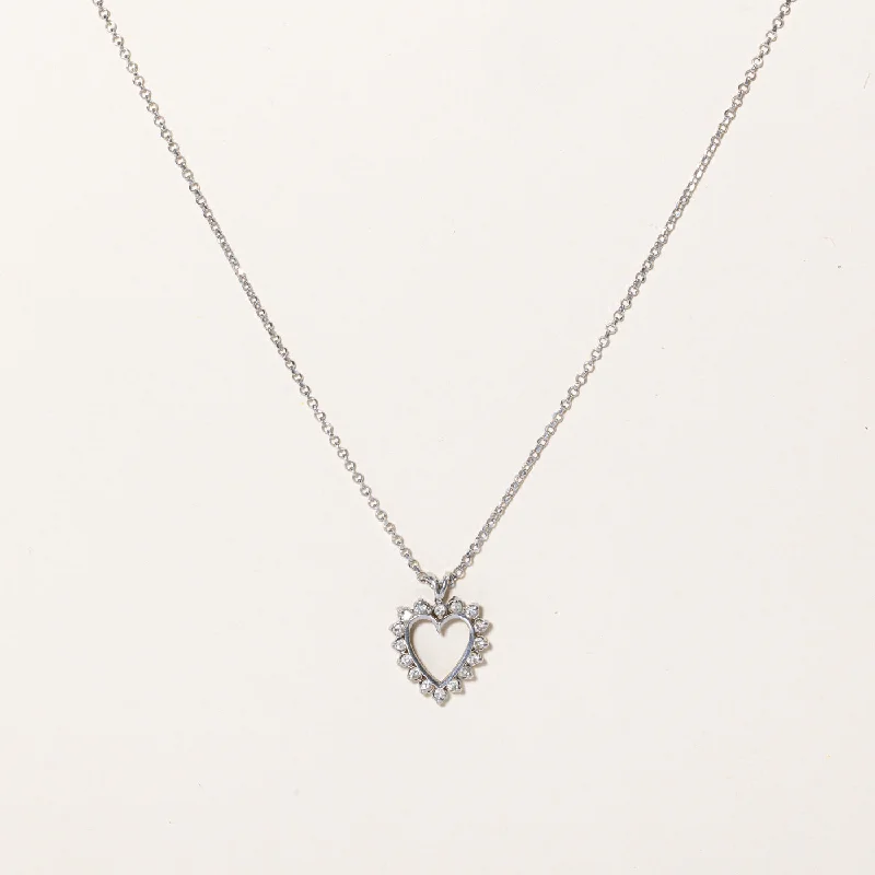 Silk cord necklaces-Diamond Heart Pendant & Necklace | 0.40ctw | 18" |